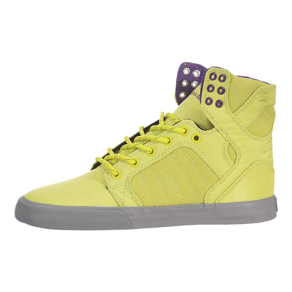 Baskets Montantes Supra SkyTop Jaune Acid Yellow/Light Grey Femme | ZAJ-43883085